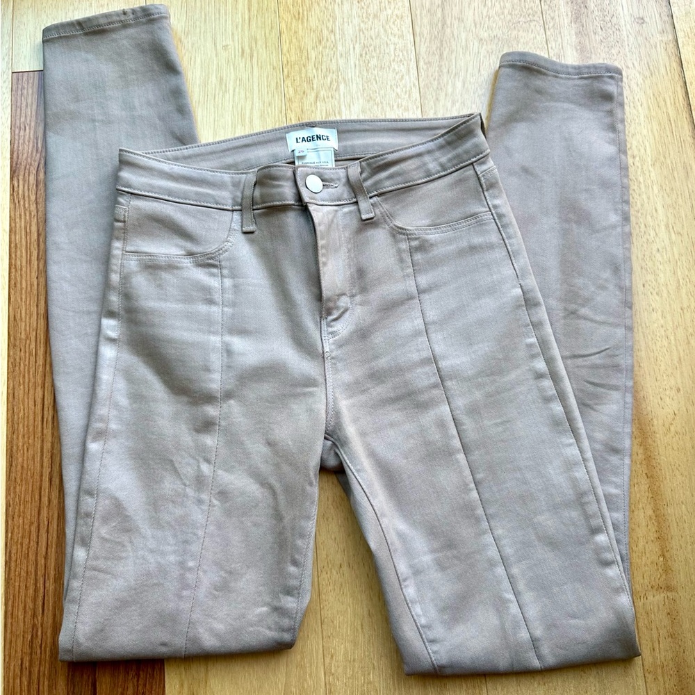 L’Agence Beige Skinny Pants with slits